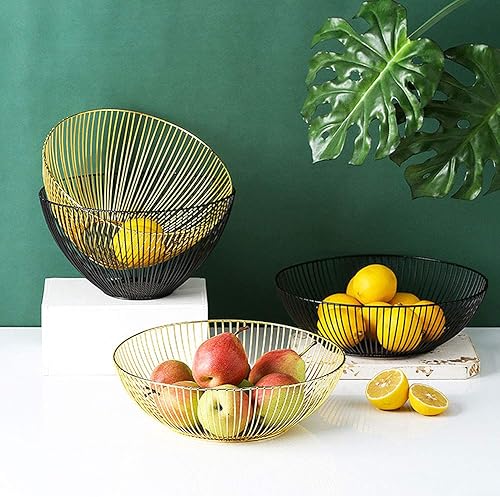 Miniatura 12 de IBWell Cesta de frutas de alambre negro para fruta, plato de frutas para cocina, cesta de frutas, cuencos de frutas para mostradores, frutero