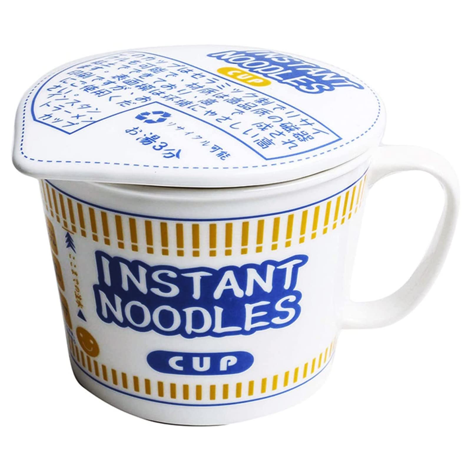 1000ml japanische Instant-Nudelschüssel, Tasse und Schüssel Instant-Nudeln, Mikrowellen-Keramik-Nudeln, Instant-Nudelschüssel mit großem Fassungsvermögen mit Deckel, Geschirr mit Griff