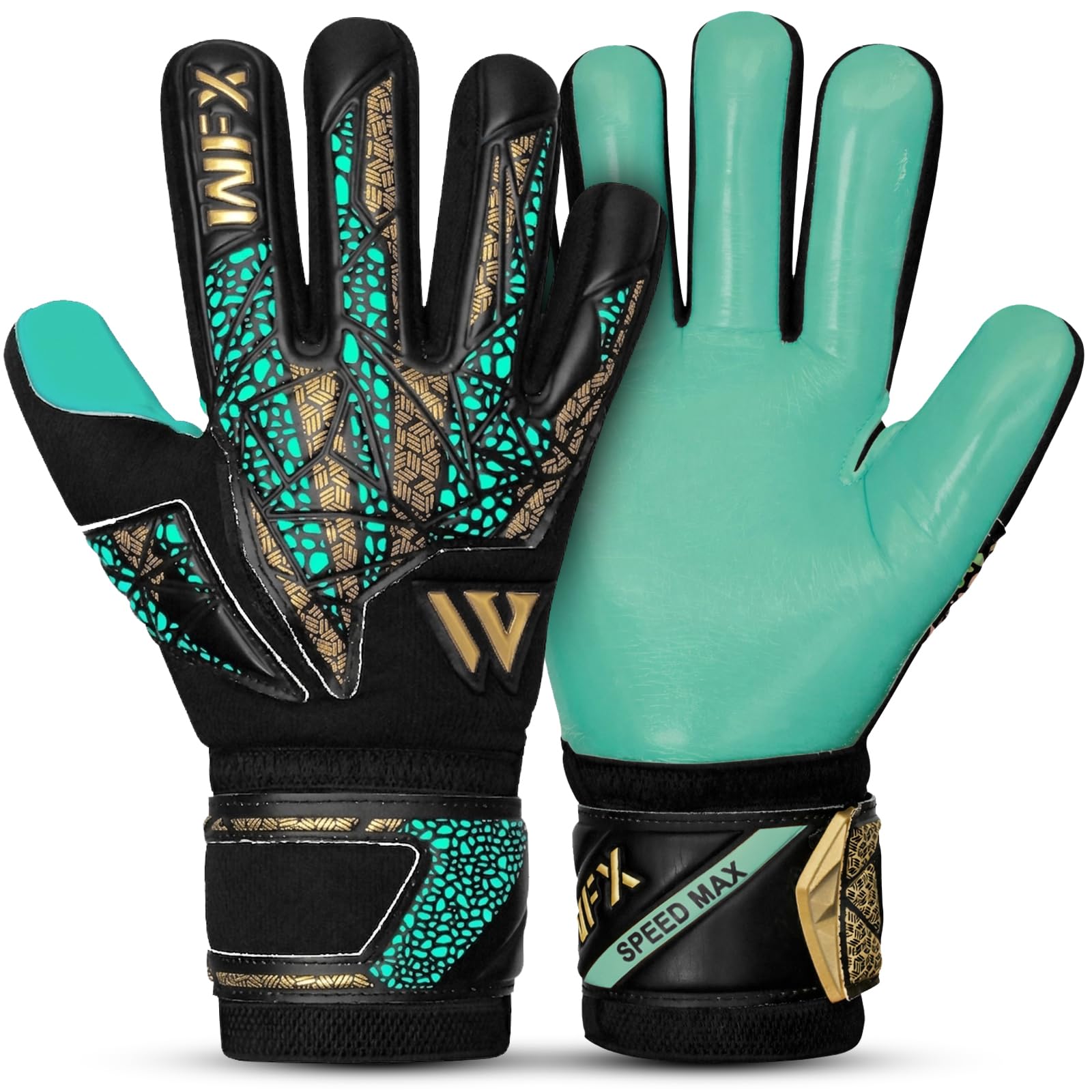WFX Professional Goalkeeper Gloves for Kids, Youth, Adult, Men, Strong Grip Palm Finger Protection Football Soccer Goalie Gloves with Dumbo Latex 4+3mm Wrist Support