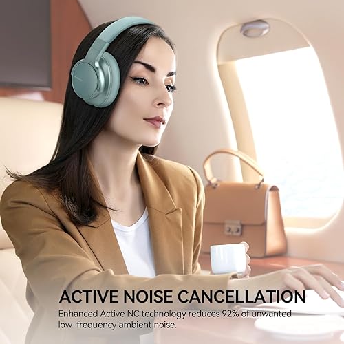 Miniatura 2 de AUSDOM Auriculares Bluetooth con cancelación de ruido auriculares inalámbricos E7 ANC sobre la oreja, tiempo de reproducción de 50 horas, audio