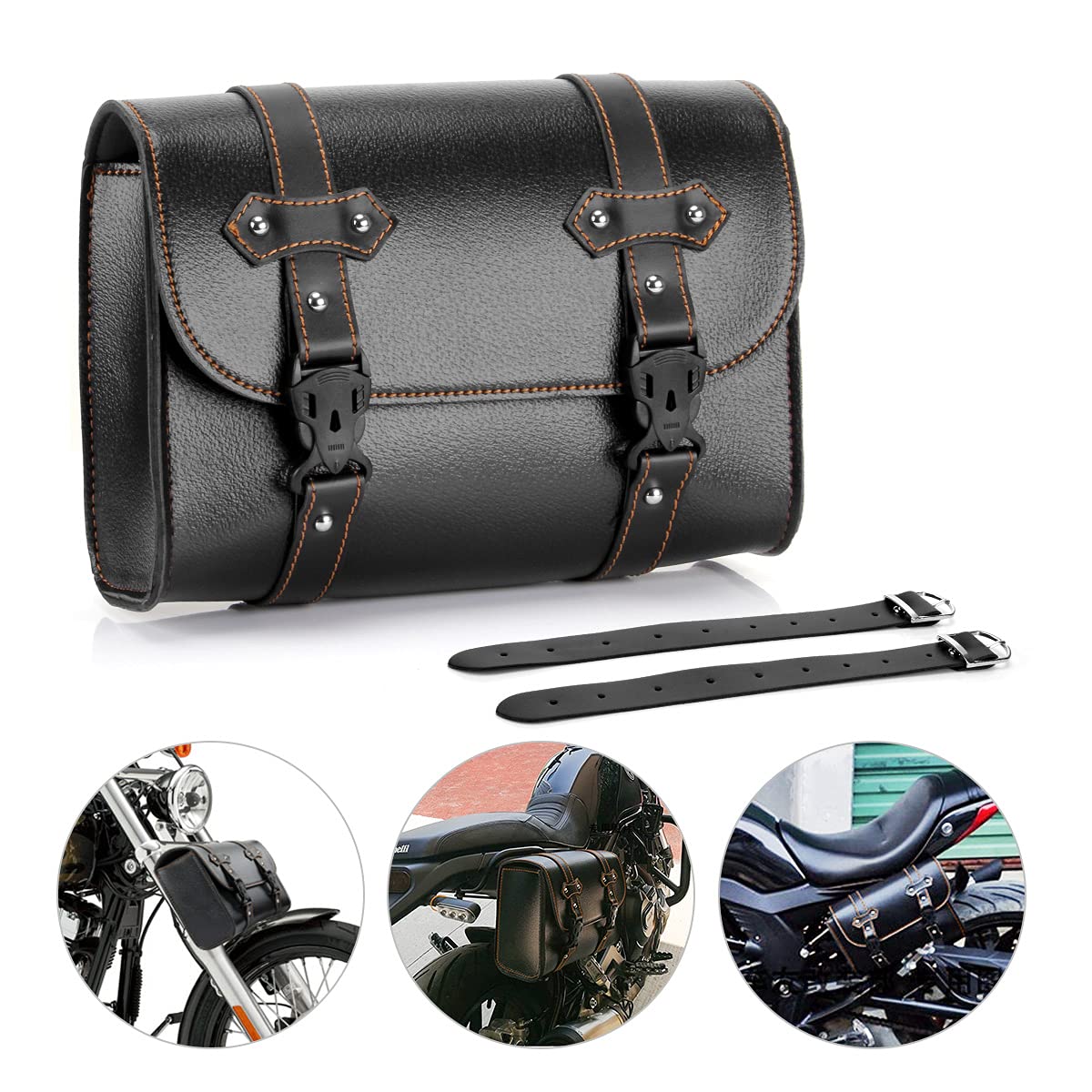 Buy Motorcycle Tool Bag, Universal PU Leather Motorcycle Fork Bag