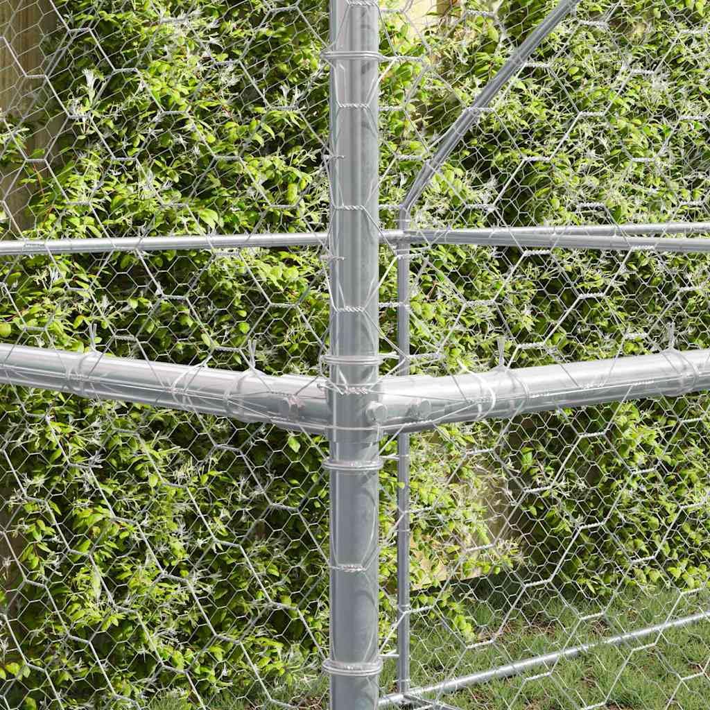 Jaula para perros de acero galvanizado, 2 unidades, 4 x 2 x 2 m, resistente a la intemperie, con techo de malla, cerrojo con cierre, salida de jardín, protección y seguridad para cachorros y