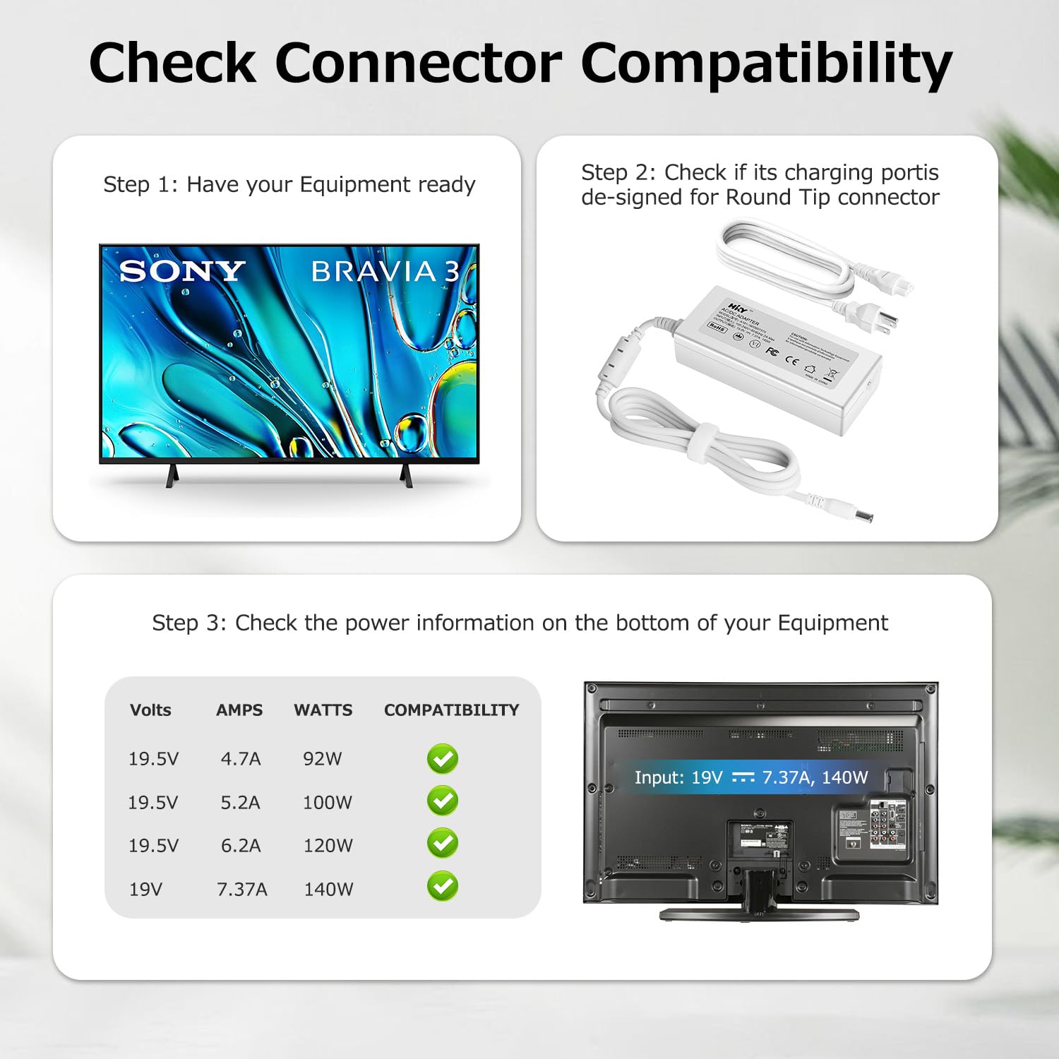 KFD 120W Netzteil Ladegerät Für Sony BRAVIA KDL-55W800D KD-49XF7077 KD-49XF7 KDL-32 W705B KDL-55W805B KDL-49XE7077 Für LG Ultragear 32GQ750 32GQ750-B 32GQ750-B LED LCD Gaming Monitor Ladekabel