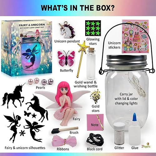 Miniatura 3 de Haz tu propio tarro de unicornio y linterna de hadas con luz nocturna para niños, el mejor regalo de cumpleaños para niñas de 3, 4, 5, 6, 7, 8, 9,