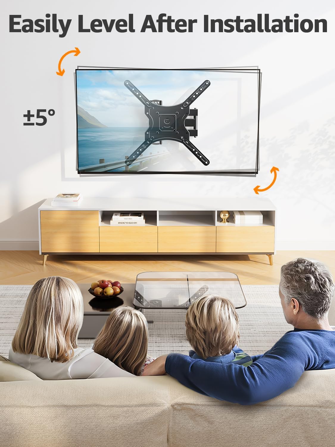 ELIVED Full Motion TV Wall Mount for Most 26-60 Inch TVs, Articulating Arms Swivel and Tilt tv Mount, Wall Mount Brackets Max VESA 400x400, Single Stud Perfect Center Design, Holds Up to 77 lbs.