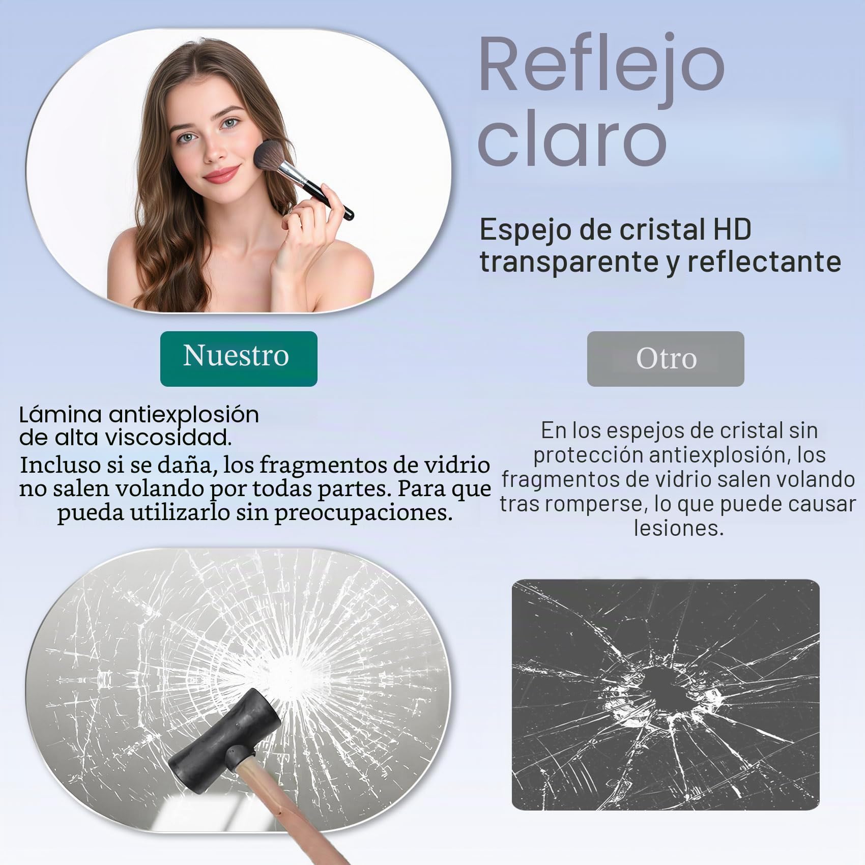 Espejo Ovalado Sin Marco 40 x 60 cm Espejo de Baño Ovalado Espejos de Baño HD Vidrio Espejos Grandes de Pared