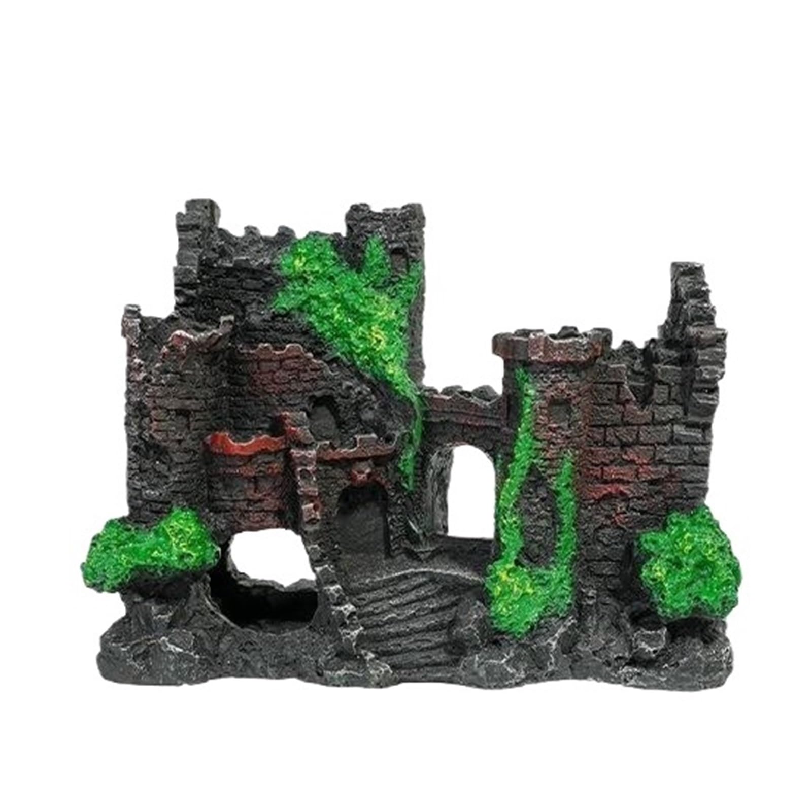 QuxetlRyz Aquarium Tunnel Decoration Artistic Castle Shaped Resin Rockery, One Piece Aquarium Decor, Fish Tank Adornment For Home Landscaping(17CM)