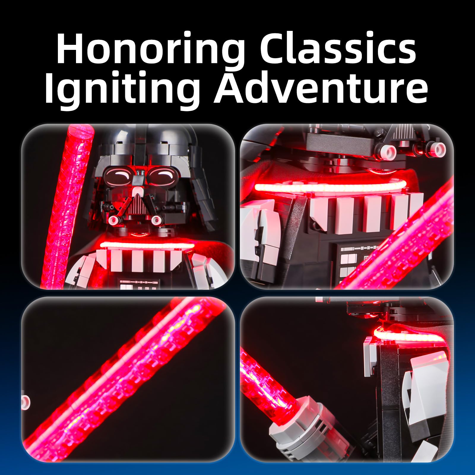 YEABRICKS Światło LED do Lego 75461 Star Wars Up-Scaled Darth Vader Minifigurka model klocków - prezent dla kolekcjonerów i hobbystów (zestaw nie jest dołączony)