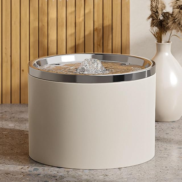 YPDOPORA Fuente De Agua De Cerámica para Gatos De 1 L, Automática, Súper Silenciosa, con 6 Filtros De Repuesto