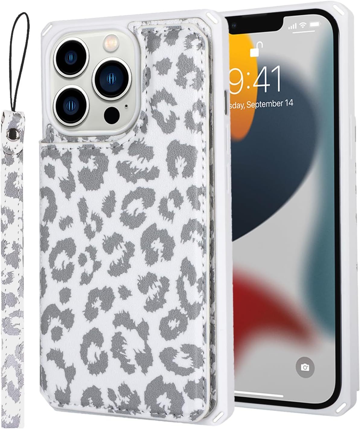 Cavor for iPhone 13 Pro Max Case Wallet with Card Holder,for iPhone 13 Pro Max Case for Women Men,Stand and Strap,Protective Phone Case Cover-White - Image 9