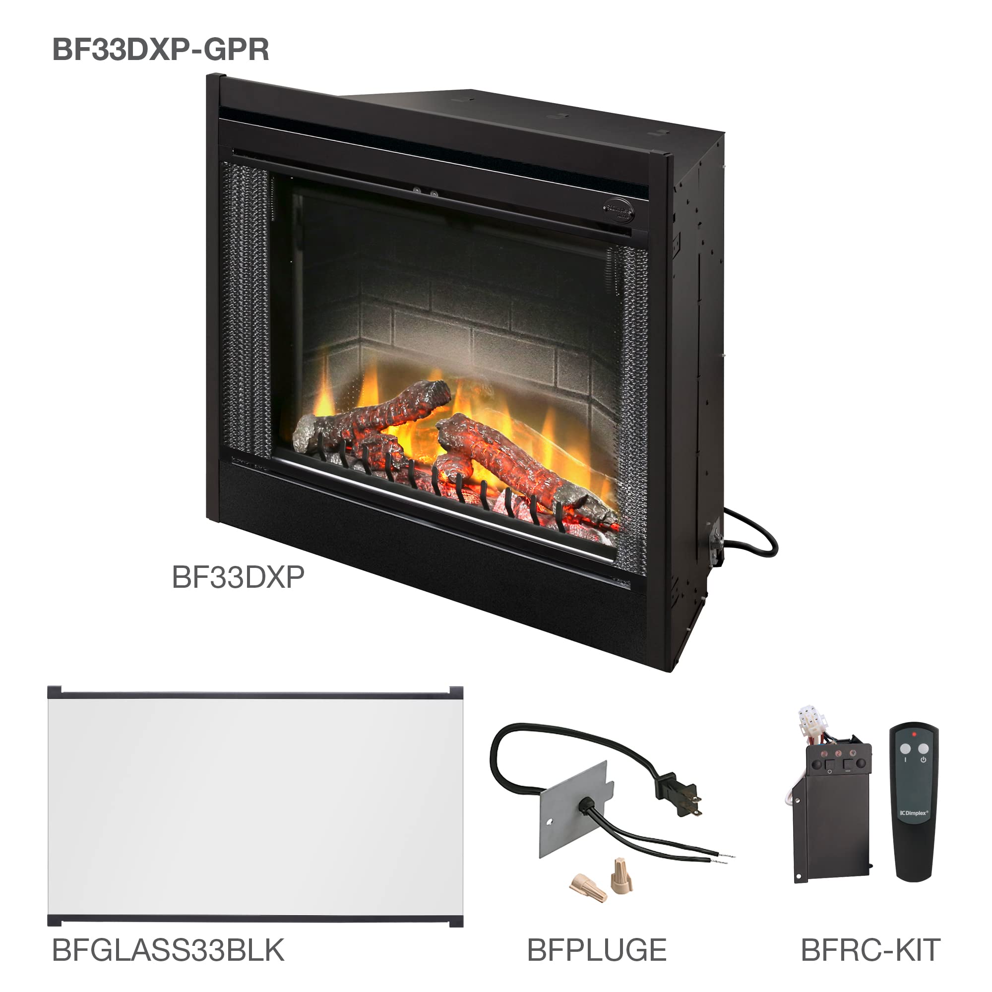 Amazon.com: Dimplex BF Series 33 Deluxe Built-In Electric Firebox (Model:  BF33DXP), 9220/7170/4915 BTU, 240/208/120 Volt, 2700/2100/1440 Watt, Black  : Home u0026 Kitchen
