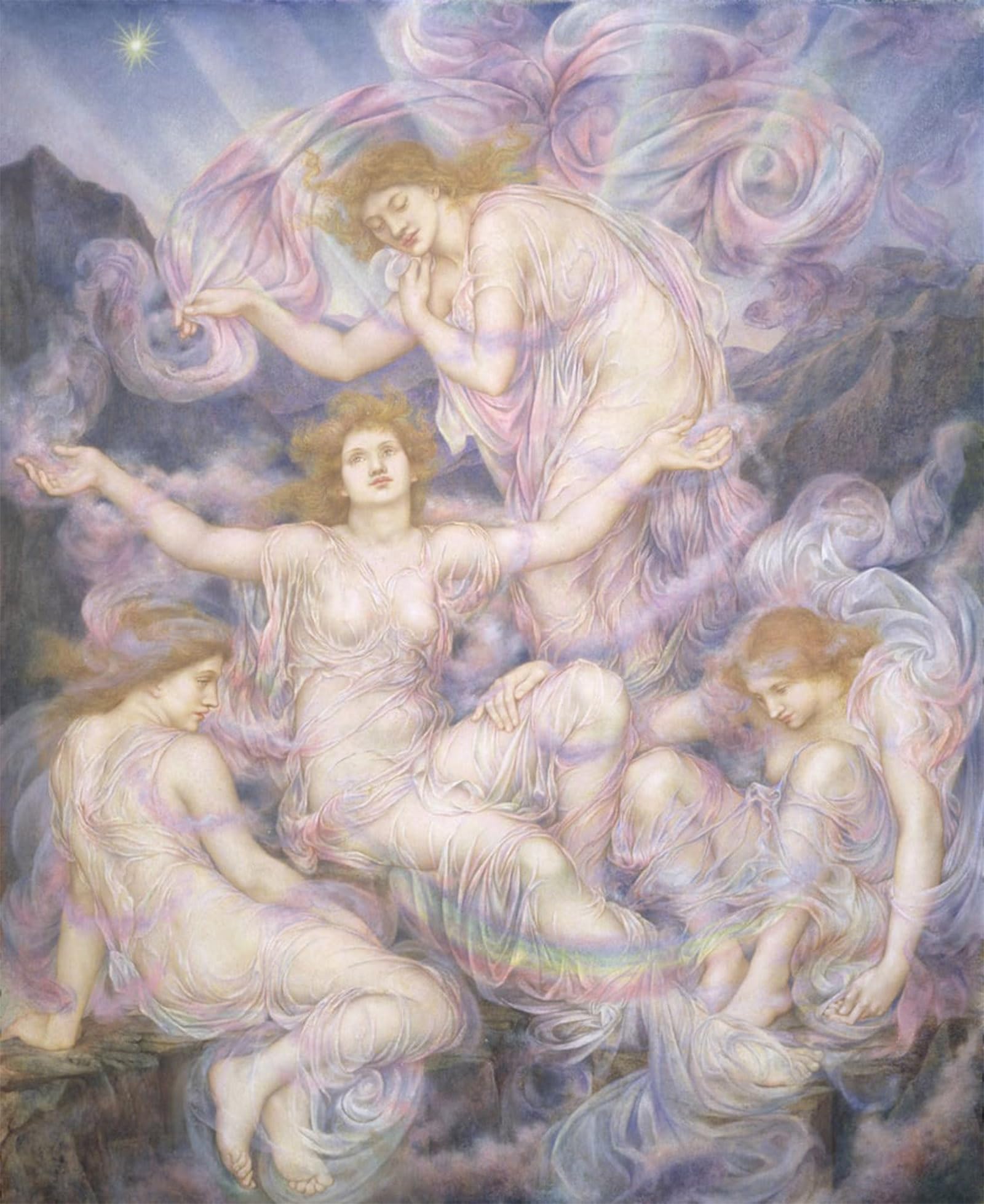 SERENDIPITP Vintage Picture Print on Canvas Wall Art Poster Daughters of the Mist by Evelyn De mrgans Artwork Print Poster for Wall Decor 60x90cm