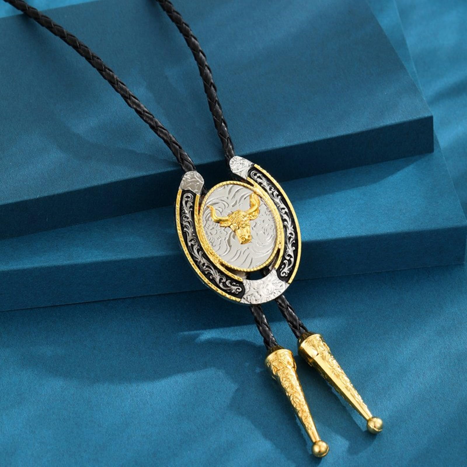 Cravatte da Cowboy, Elegante con Ciondolo Forma di Testa Cervo, Cravatta a(Deer Head Model)