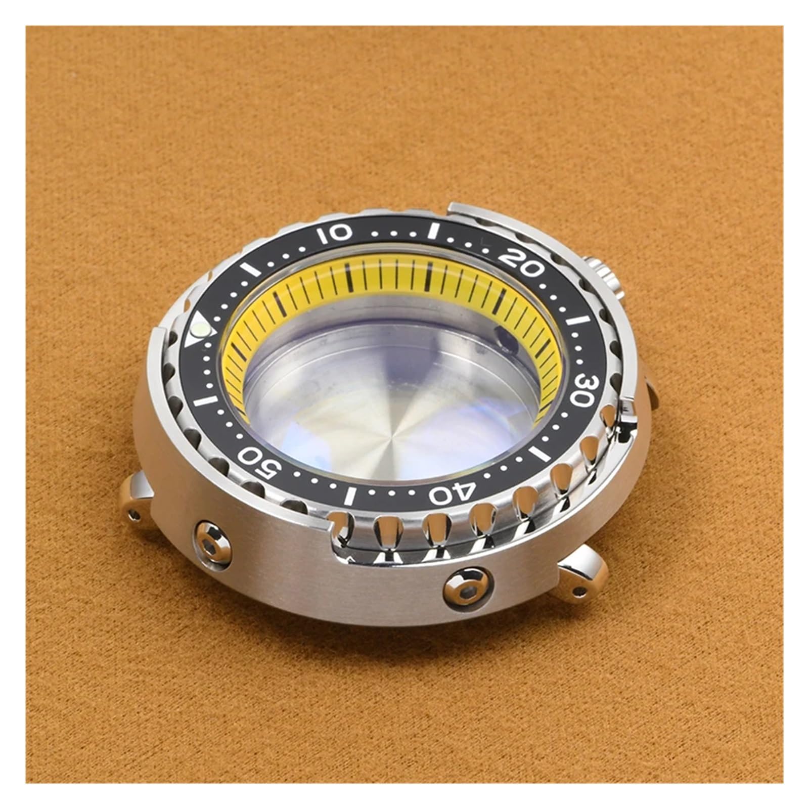 1 Stück Uhrengehäuse aus Stahl, super Leuchtend, Thunfischdose, Saphirglas, Taucheruhr, passend for Seiko for NH35/NH36, Automatikwerk, Mod(White)