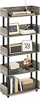 Furinno Turn-N-Tube 5-Tier Toolless Display Rack French Oak/Black - Easy Assembly Storage Shelf for Books, Decor & Kitchenware