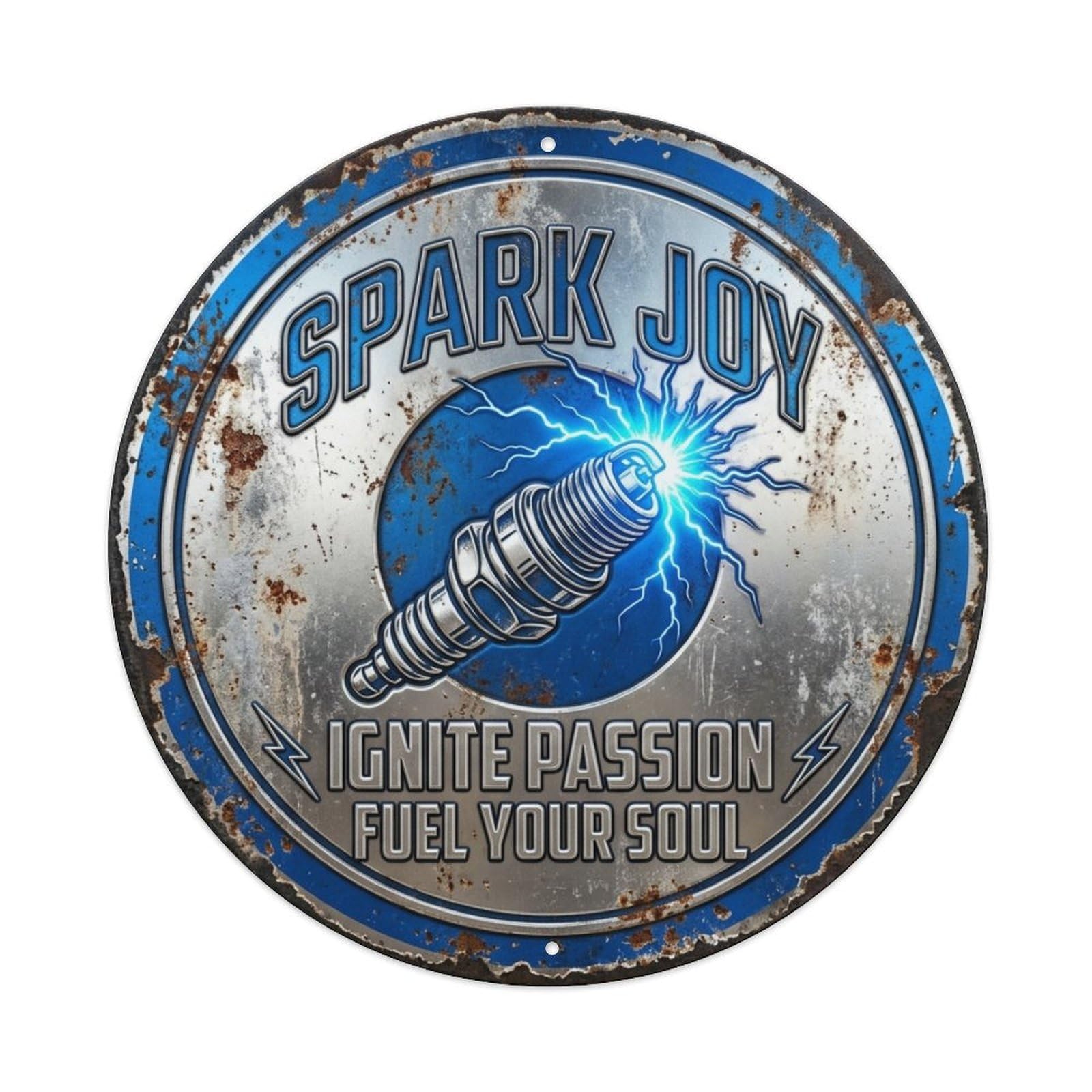 Spark Plug Ignite Garage Vintage Metal Tin Sign Plaque Wall Decor for Cafe, Club Bar, Office, Garden Metal Poster 8x8Inch