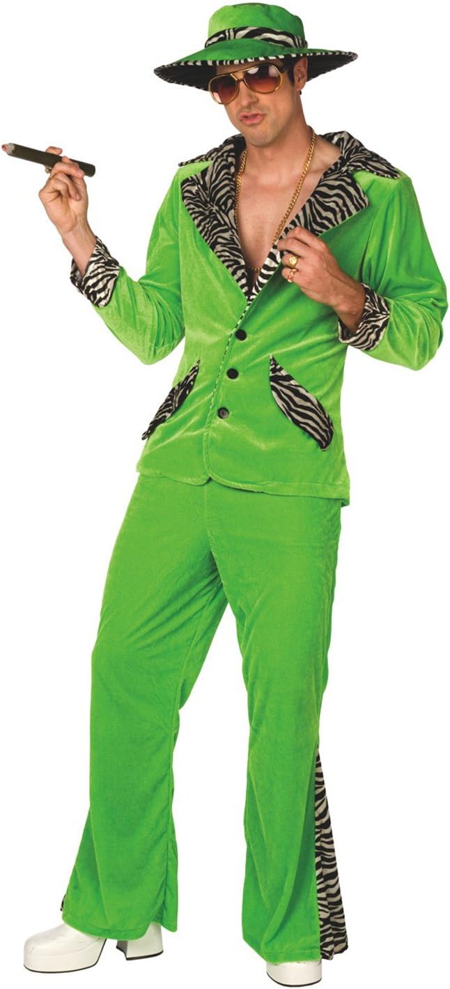 Morph Mens Pimp Daddy Costume Green Velvet Suit For Bachelor Stag Party Fancy Dress - X-Large