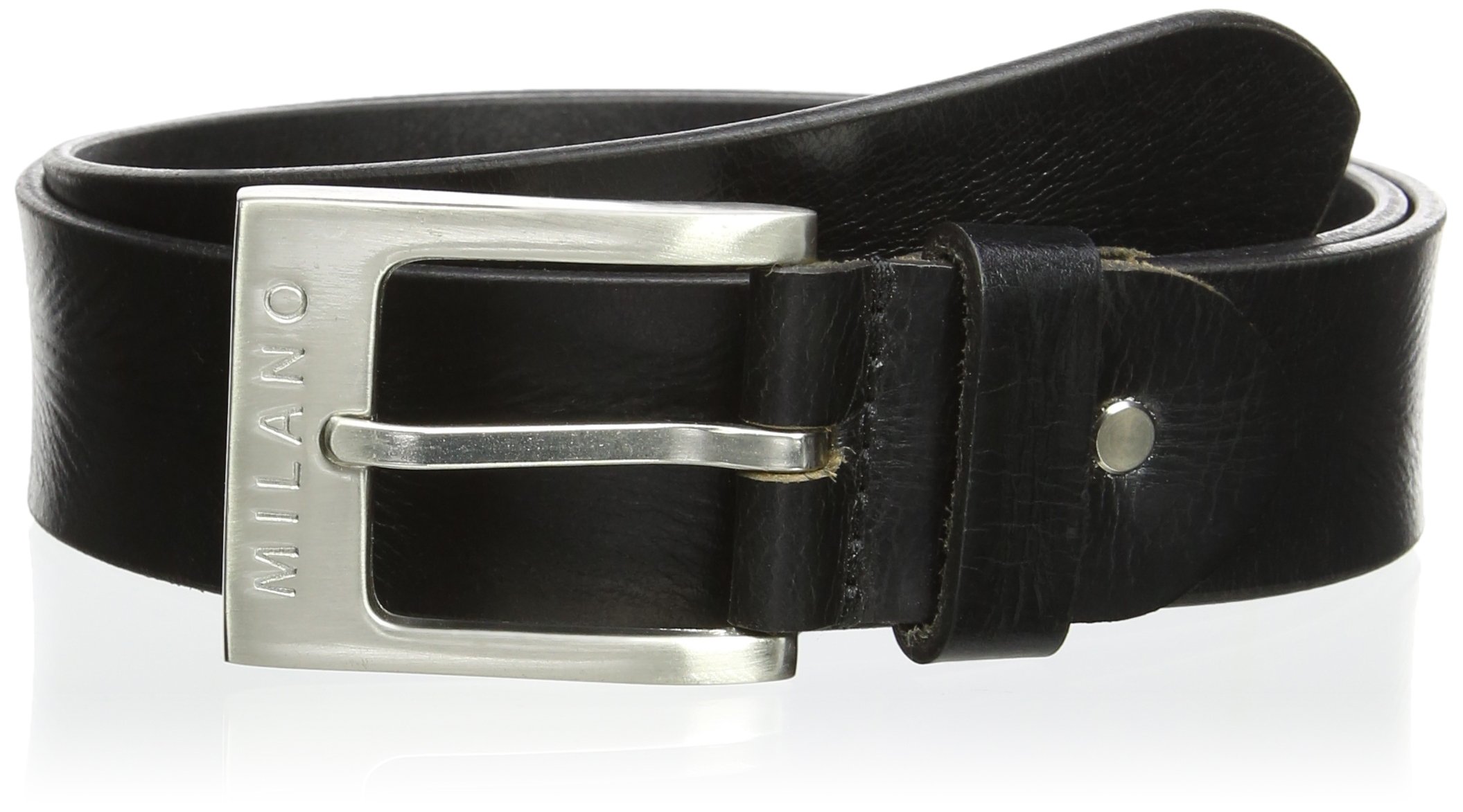 Men's / Gent's Black Leather Belt 3.5cm wide (L (36"-40"))