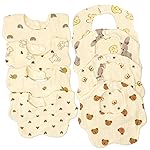 DOSMINE Muslin Baby Bibs for Drooling and Teething Newborn Drool Bibs for Baby Girl Boy (Beige)