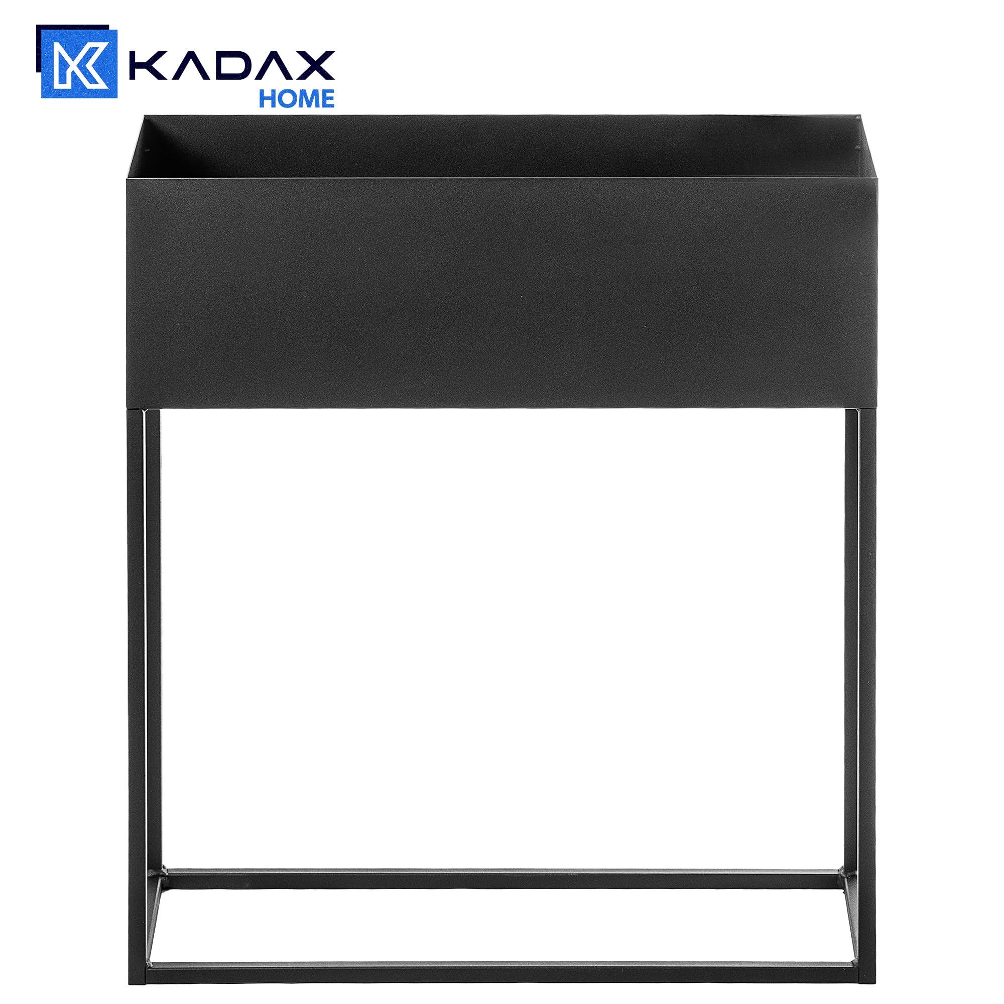 KADAX Jardinera ancha de barra de acero negro, soporte para flores para interior y exterior, parterre, maceta, macetero, soporte para flores (altura: 70 cm)
