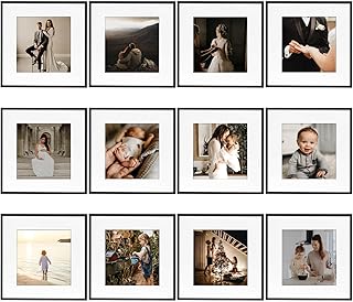 Golden State Art, 12x12 Black Aluminum Frames with Mat for 8x8 Photos - ...