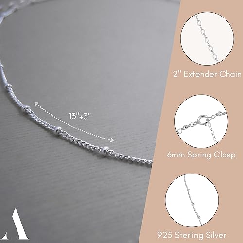 Miniatura 17 de Annika Bella Chain Choker Necklace for Women, 925 Sterling Silver Chokers, Length 13-16 Inches, Short Necklaces for Teens, Waterproof Jewelry Gift