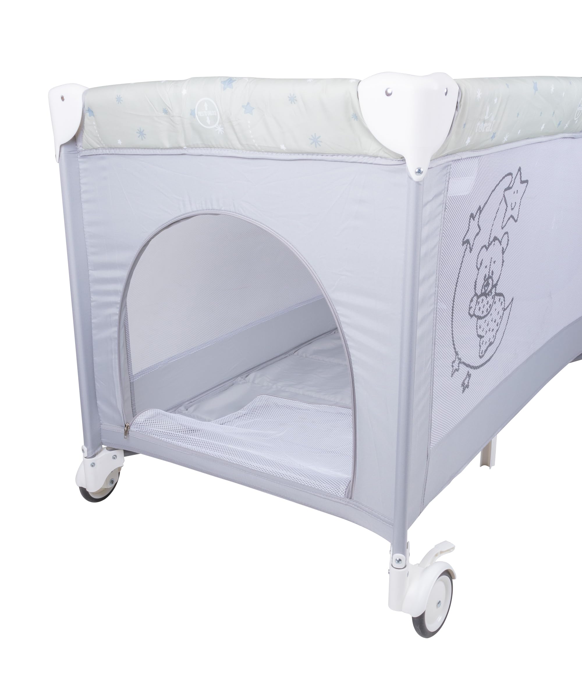 TORAL Cuna de Viaje Bebe con Colchon - Parque Cuna Bebe 2 en 1, Cuna Viaje Bebe Plegable y Seguro, Ideal para Casa y Viaje, Práctico Parque Infantil para Dormir y Jugar Modelo Pretty+ con Cambiador