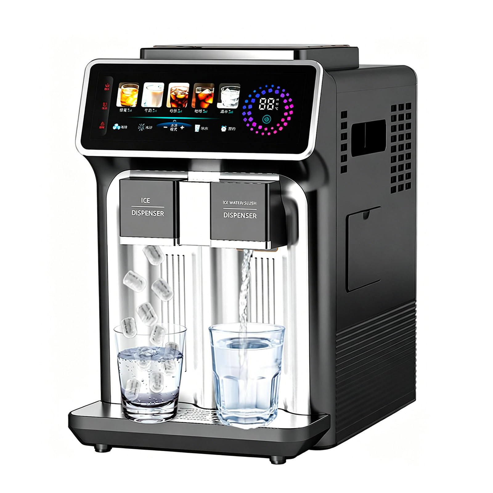 3-in-1 Ice Machine Countertop, Ice Cubes, Slush and Cold Water Dispenser