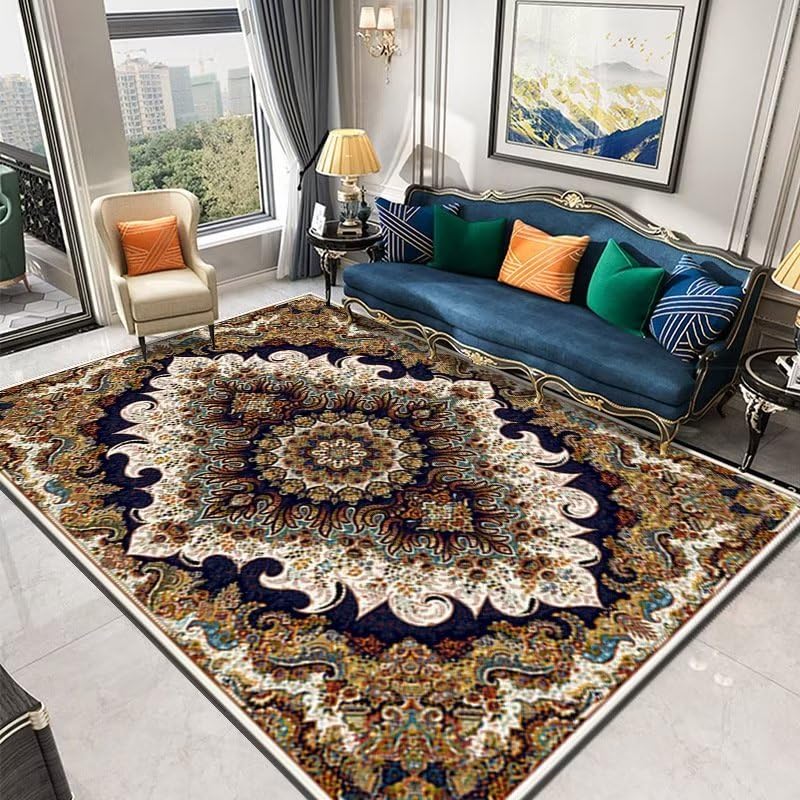 Tapis personnalisable géométrique et floral jaune gris de haute qualité 80x120