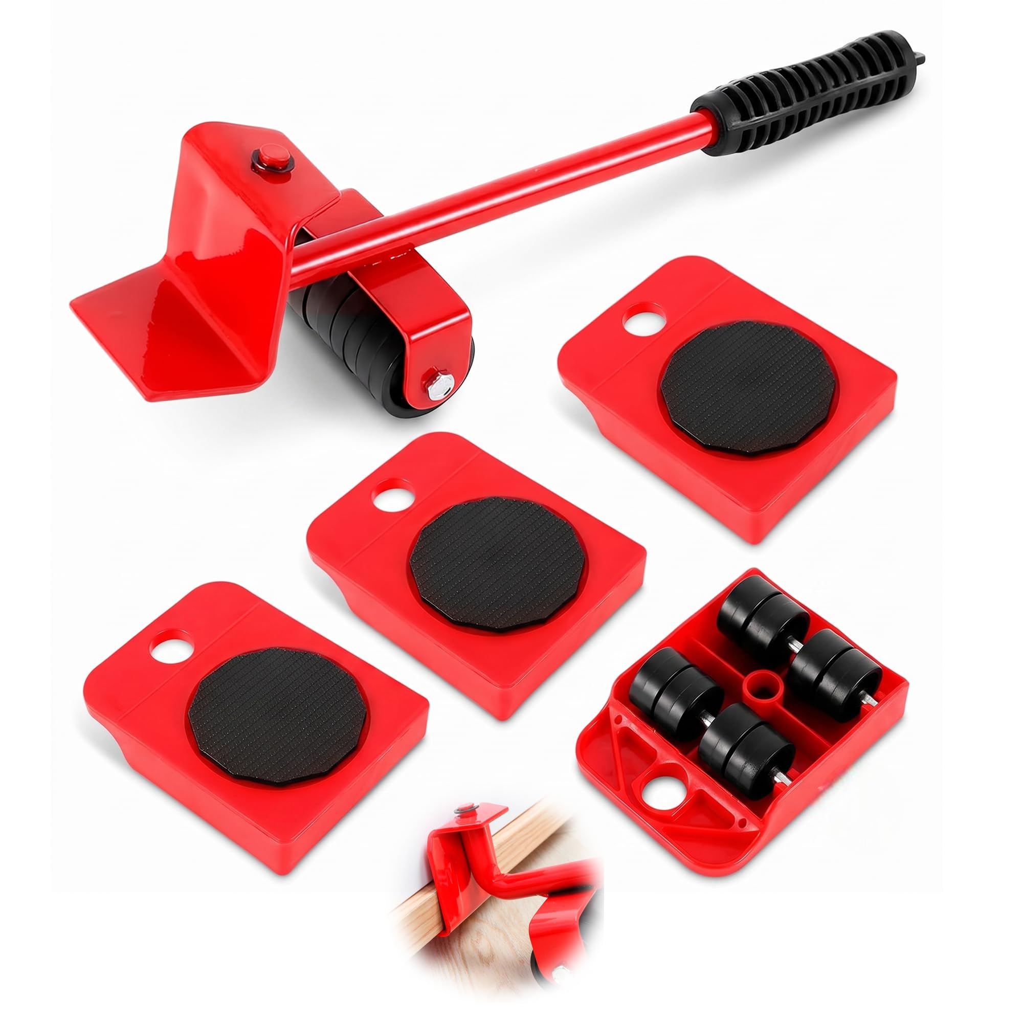 Heavy Furniture Lifter and Mover Tool Set with Wheels 360 Degree Rotating Roller Sliders for Bed Sofa Fridge Washing Machine Heavy Duty Appliance Moving Tool for Home Furniture Shifting Kit-image-6