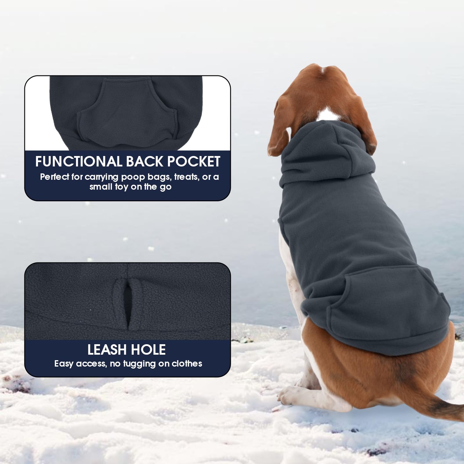 IECOii Pull de Noël en polaire pour chien de grande taille, chandail chaud avec capuche, vêtements d'hiver pour animaux de compagnie pour chiens filles et garçons, manteau à capuche pour temps froid