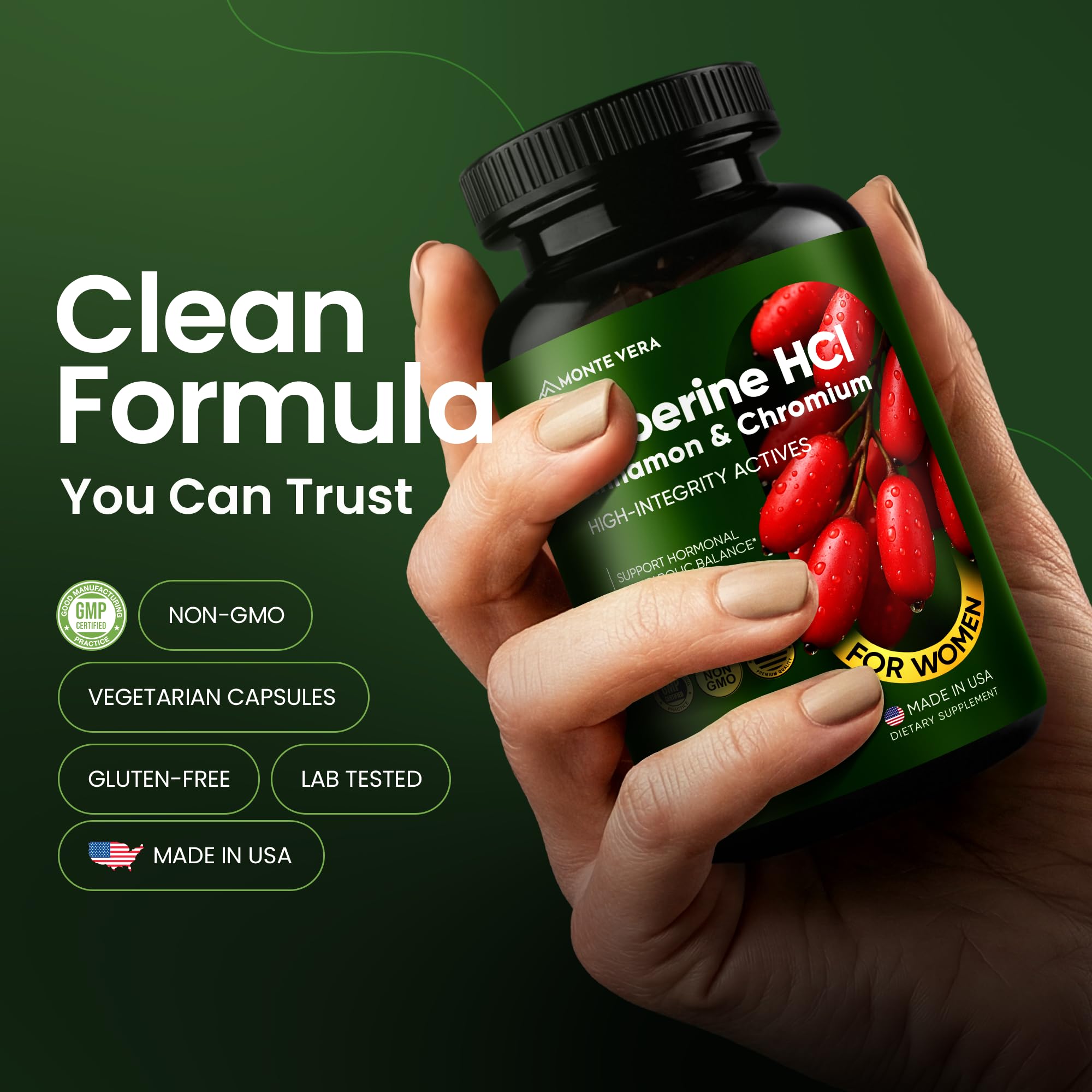 Berberine HCL 1500mg with Ceylon Cinnamon & Chromium 90 Capsules — Amazon image 4