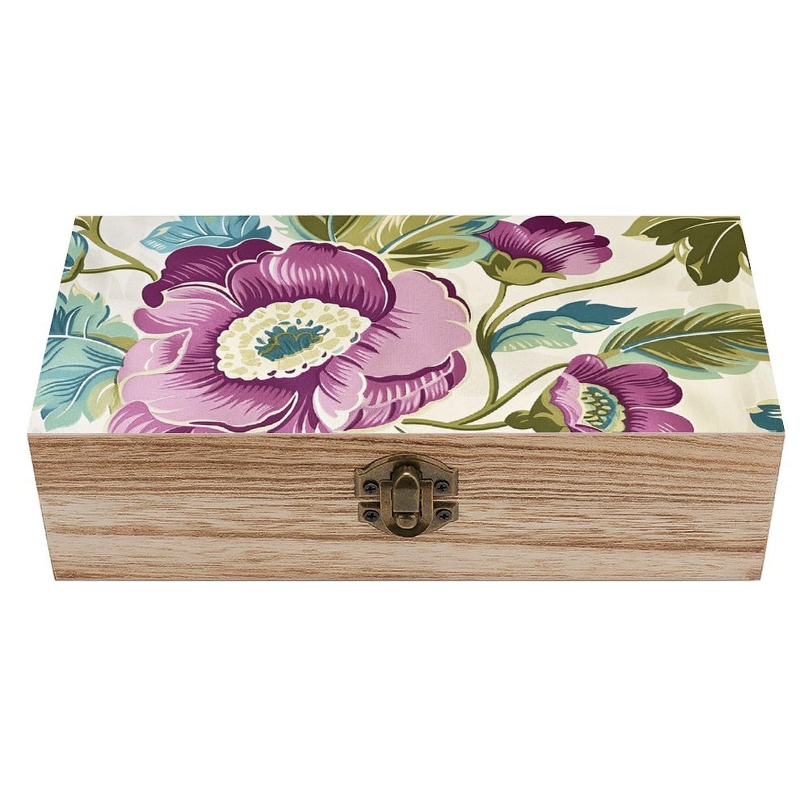 HLBSDM Vintage Wooden Storage Box White And Magenta Keepsake Box for Jewelry Photos Letters Elegant Desktop Organizer for Home Office Decor