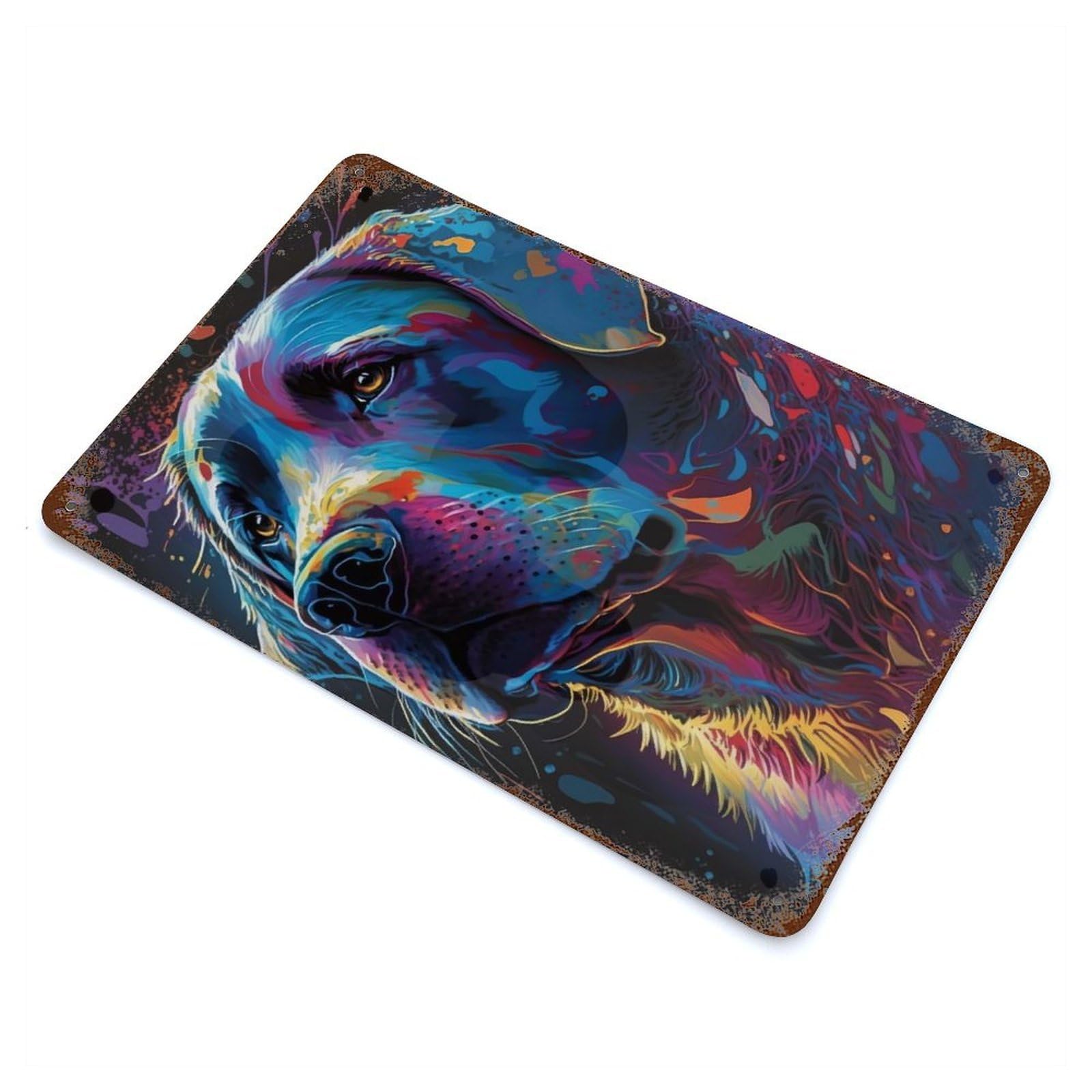 Labrador Retriever Style 5 Weathered Tin Sign 11.8"x7.9", Ideal for Basement, Hobby Room And Garage Decor