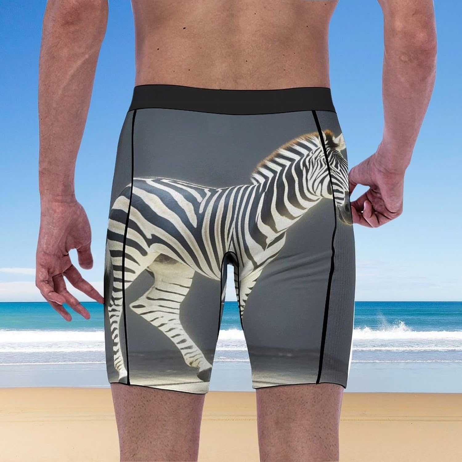 Glowing Zebra Compression Shorts Men Spandex Sport Shorts Workout Performance Baselayer Underwear