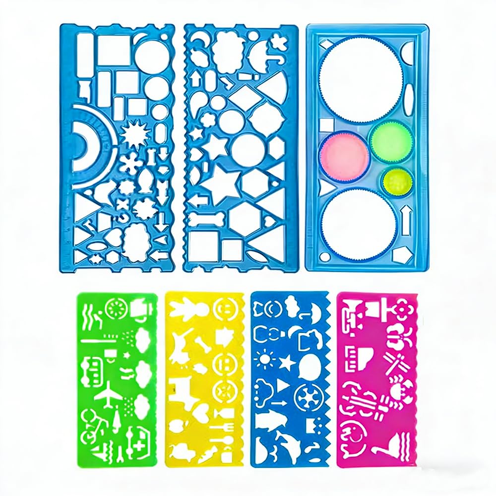 Spirograph Ruler Set — 7-Piece Drawing & Geometry Kit