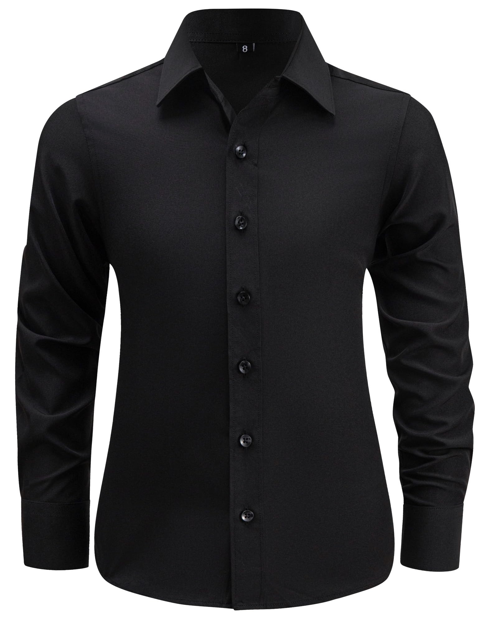 Boys Dress Shirt Wrinkle-Free Stretch Button Down Shirts Kids Long Sleeve Formal School Uniform Shirt