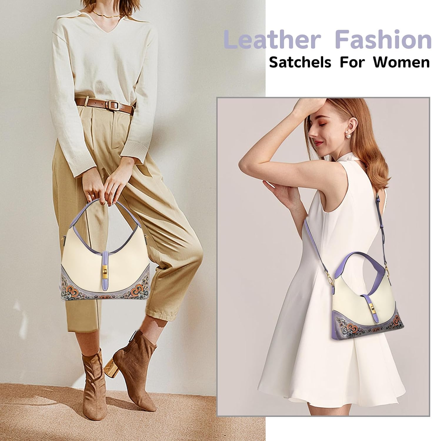 Hand-Carved Auspicious Motifs Leather Shoulder Bag - Image 2