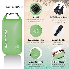 IDRYBAG Clear Dry Bag Waterproof 2L/5L/10L/15L/20L, Small Dry Sack Waterproof Bag for Kayaking