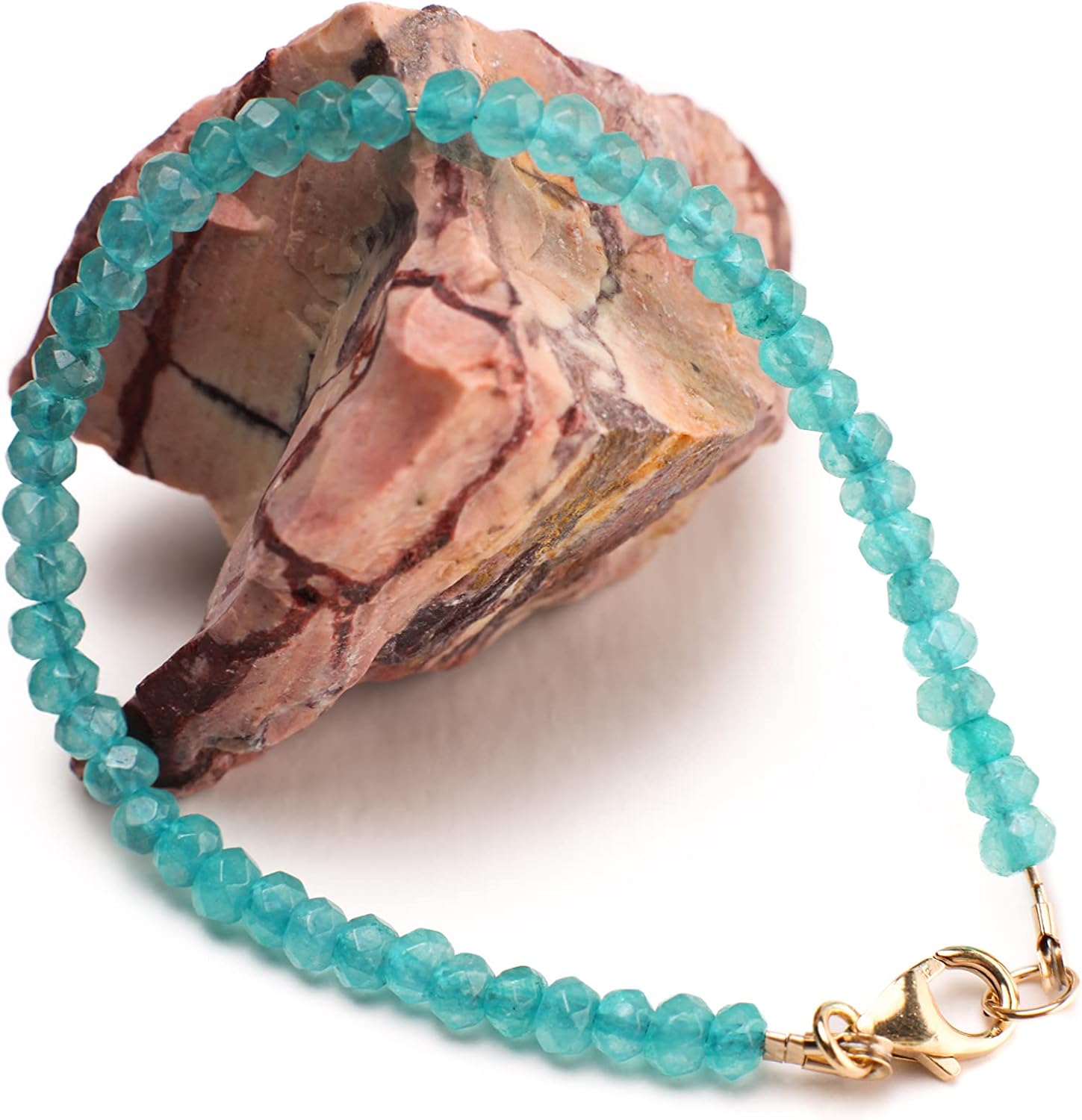Apatite 4mm Gemstone Bracelet in 925 Sterling Silver or 14K Gold Filled Lobster Clasp
