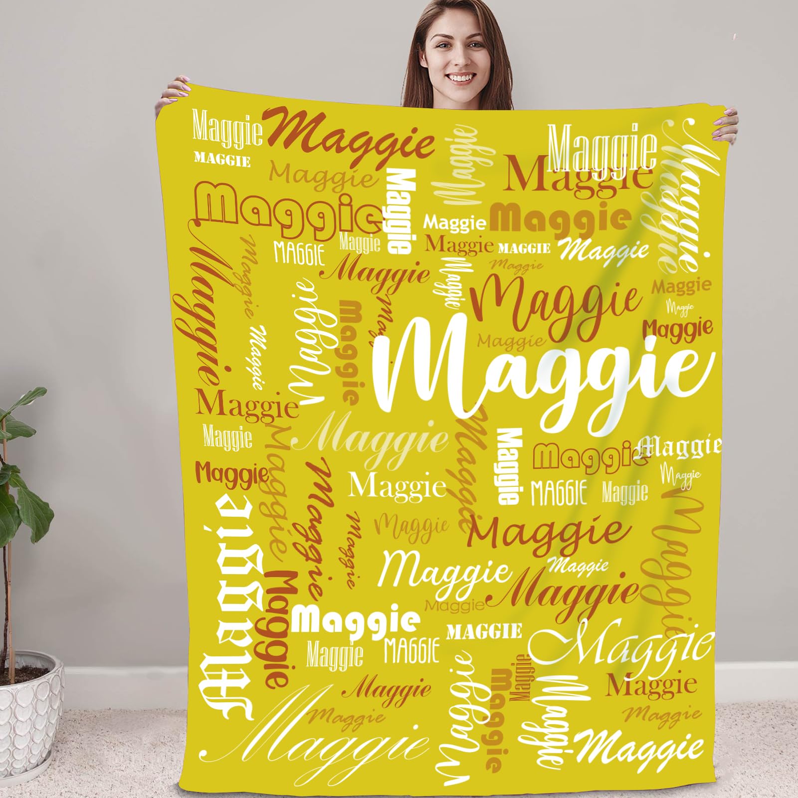 papasgix Personalised Baby Blanket with Name, Customised Baby Name Blanket, Soft Flannel Throw Sofa Blanket Personalised Gifts for Boys Girls