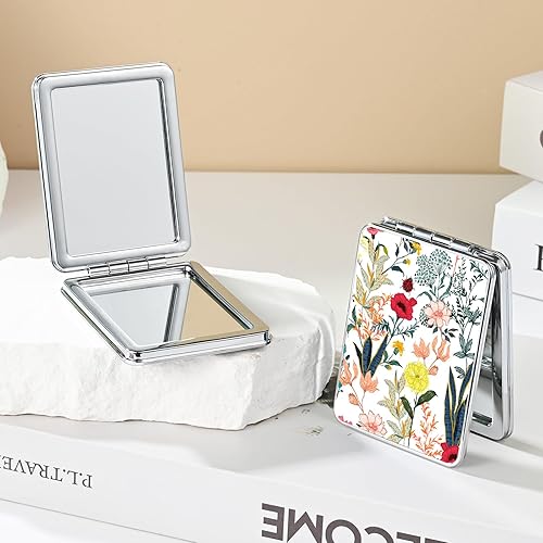 Miniatura 15 de Espejo de bolsillo, pequeño espejo de viaje con aumento, espejo cosmético portátil de doble cara con aumento para uso diario (mármol azul)