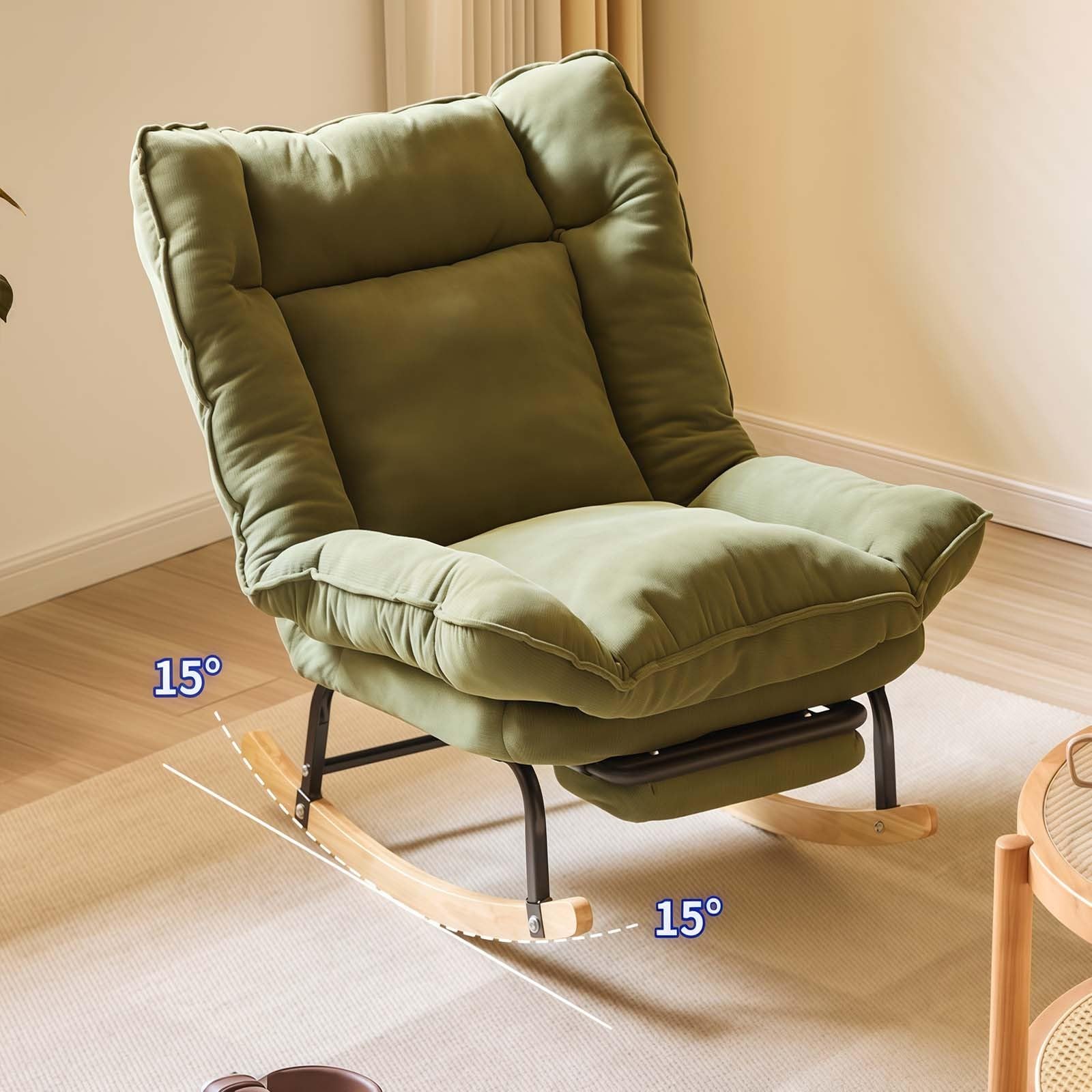Sedia a dondolo con poggiapiedi e poggiatesta, comoda sedia a dondolo traspirante per camera da letto, schienale regolabile rimovibile, sedia da giardino per esterni, sedie a gravità zero con