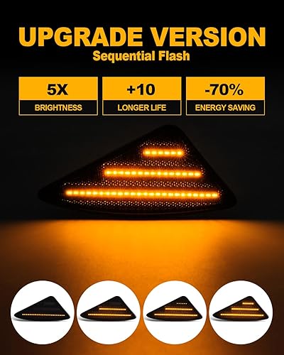 Miniatura 2 de Luces LED de posición laterales compatibles con Kenworth T660 T170 T270 T370 semirremolques 2008-2021 Luces direccionales dinámicas de guardabarros