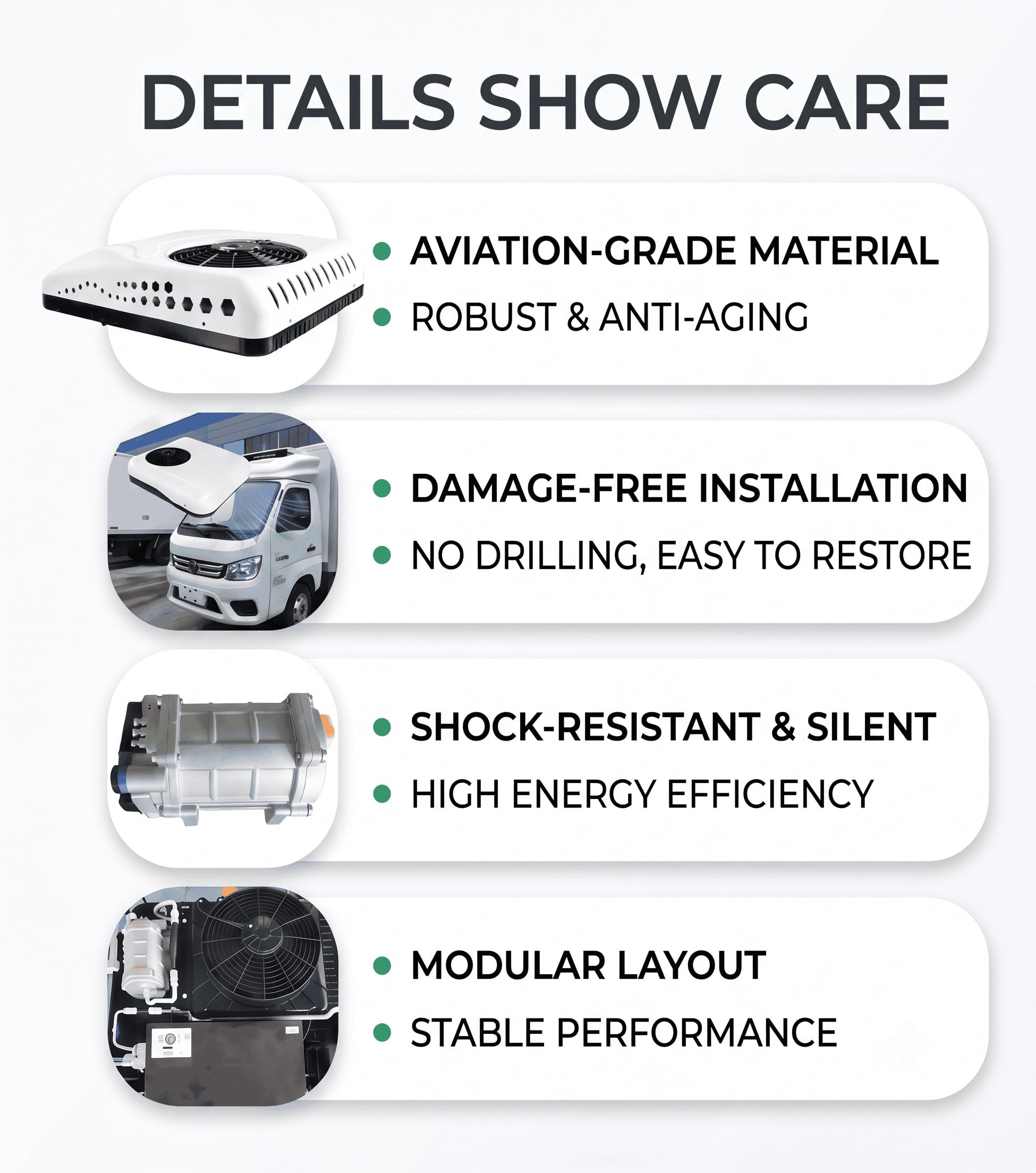Unidad Techo Aire Acondicionado con 7850 BTU Refrigerador y Calentador 12V