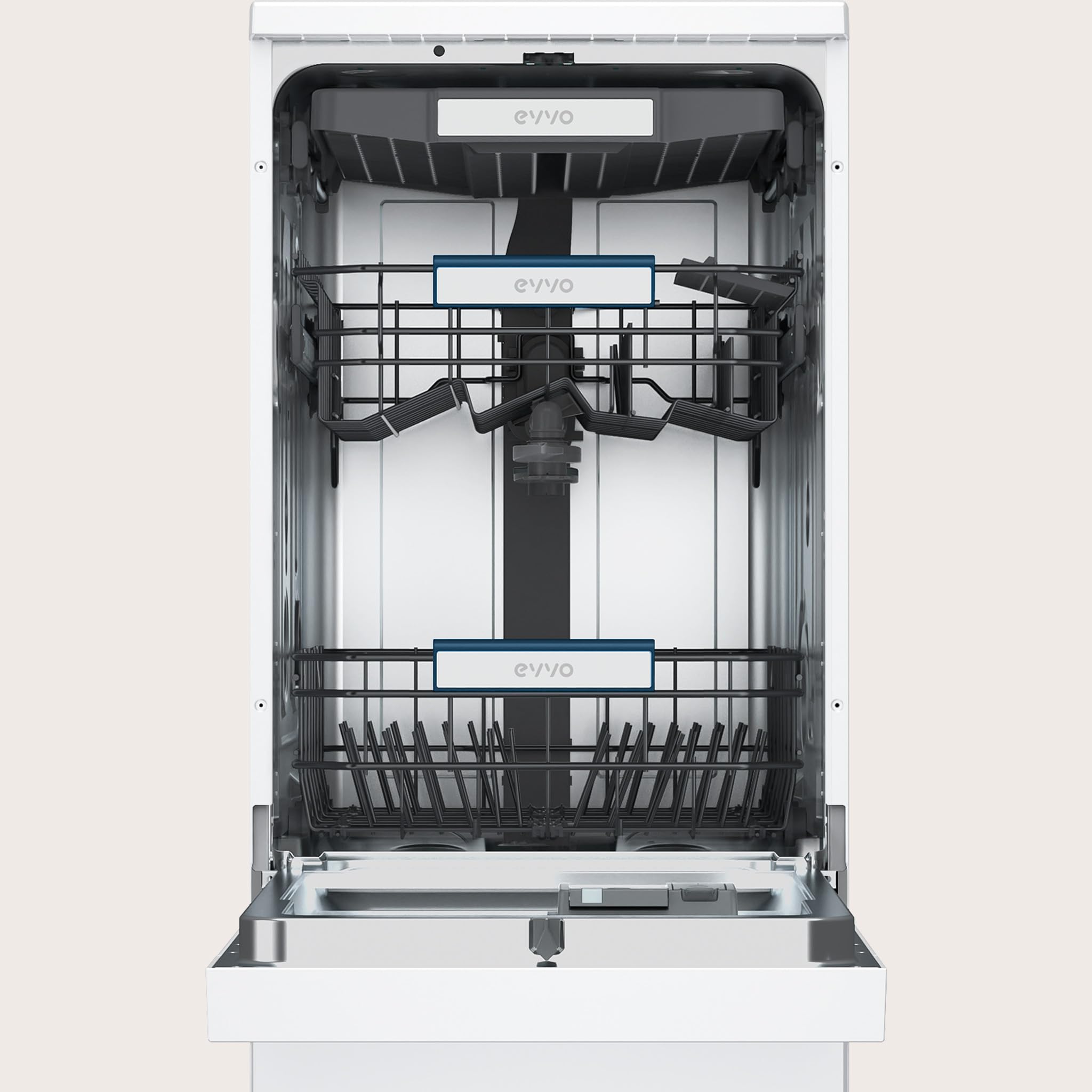 EVVO Lavastoviglie D4 Slim 45 cm, installazione libera, 11 coperti, efficienza classe C, 8 programmi con modalità auto, apertura automatica, funzione igiene e mezzo carico
