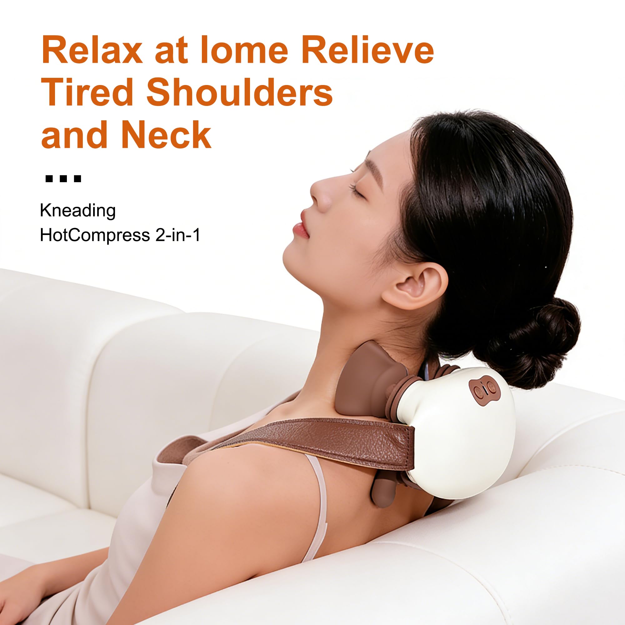 LEERCON Masajeador de cuello y espalda con calor, amasamiento de dedos biónico 3D, almohada de masaje Shiatsu de tejido profundo, portátil para aliviar el dolor, regalo ideal para hombres y mujeres
