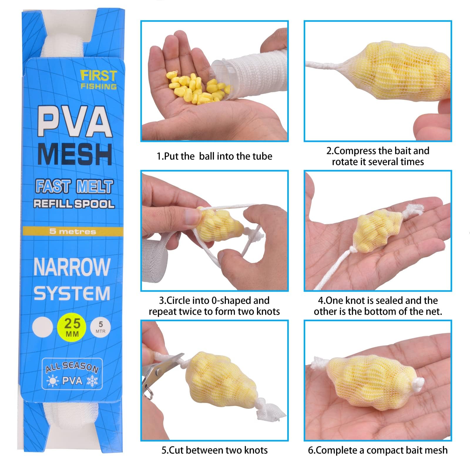 Ricarica Rete Stretta PVA 5M Per Pesca: Calza Solubile Per Esche Micro Pellet E Bigatt, Adatta A Tubi PVA Di Tutte Le Marche