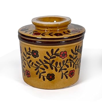 Ceramic Butter Box Dish Tray Container with lid, Large Butter Tray Set, Butter Keeper, Butter Storage Container, Butter Storage Box, 100gm Butter Box - Brown Floral