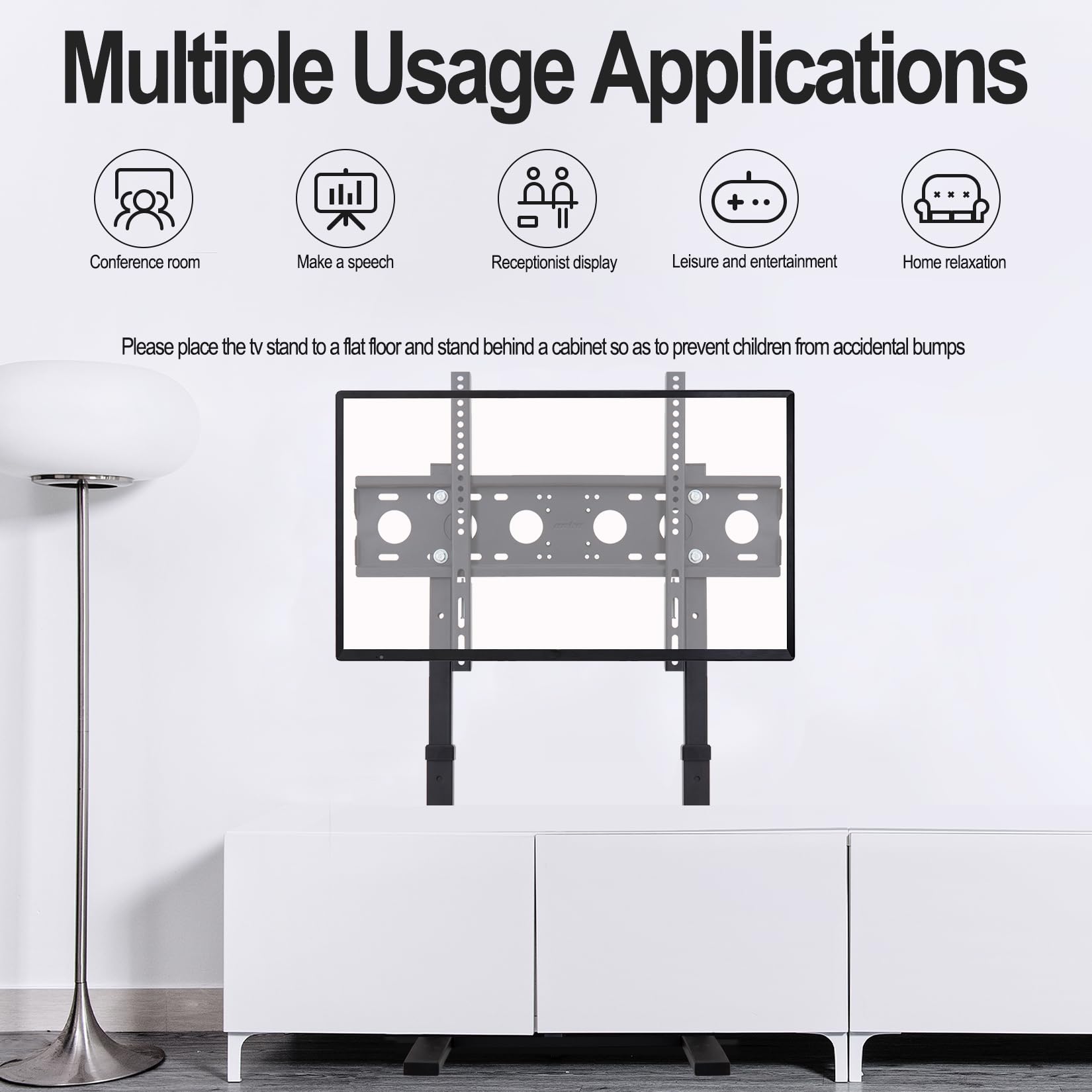Medla Support TV sur Pied - Pied TV Universel Support TV Pied Supports Et Meubles TV pour LCD/LED/Plasma de 32-100 Pouces, Hauteur Réglable - Charge Max 40kg VESA 800x400mm